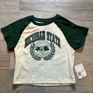 Forever 21 Michigan State Green and White Crop Top
